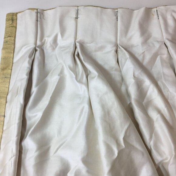 Vintage 1950s Drapes Curtains Weighted Corners Woven Lined Yellow Green 46"x44" - Picture 4 of 6